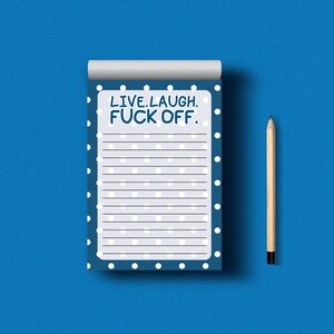 Live Laugh Fuck Off Pad | A6 Kladblok, Kousenvuller / Verjaardagscadeau