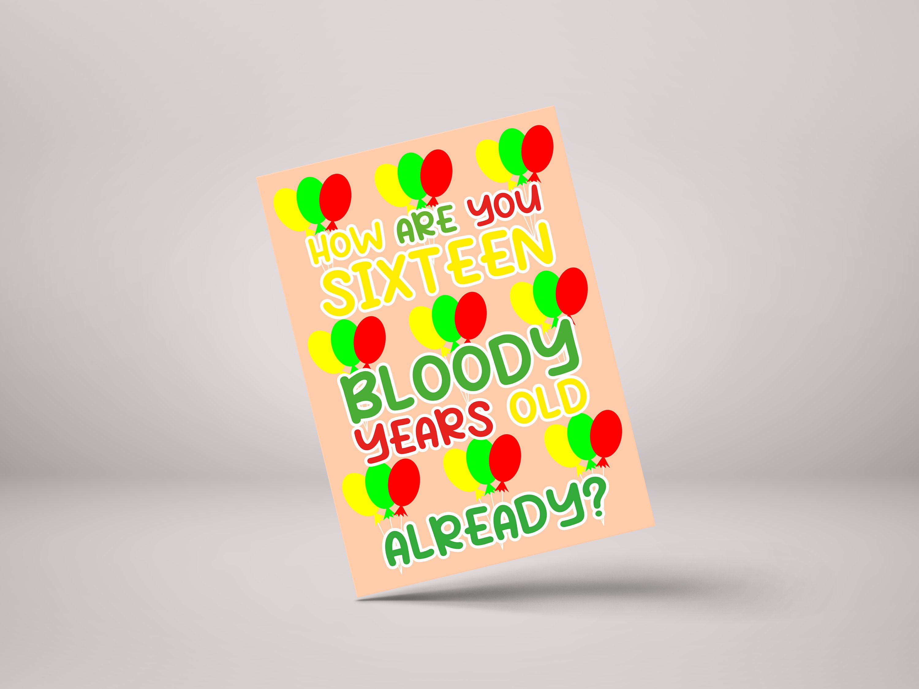 Funny 16th Birthday Card - Personalised Greeting Card for Teens