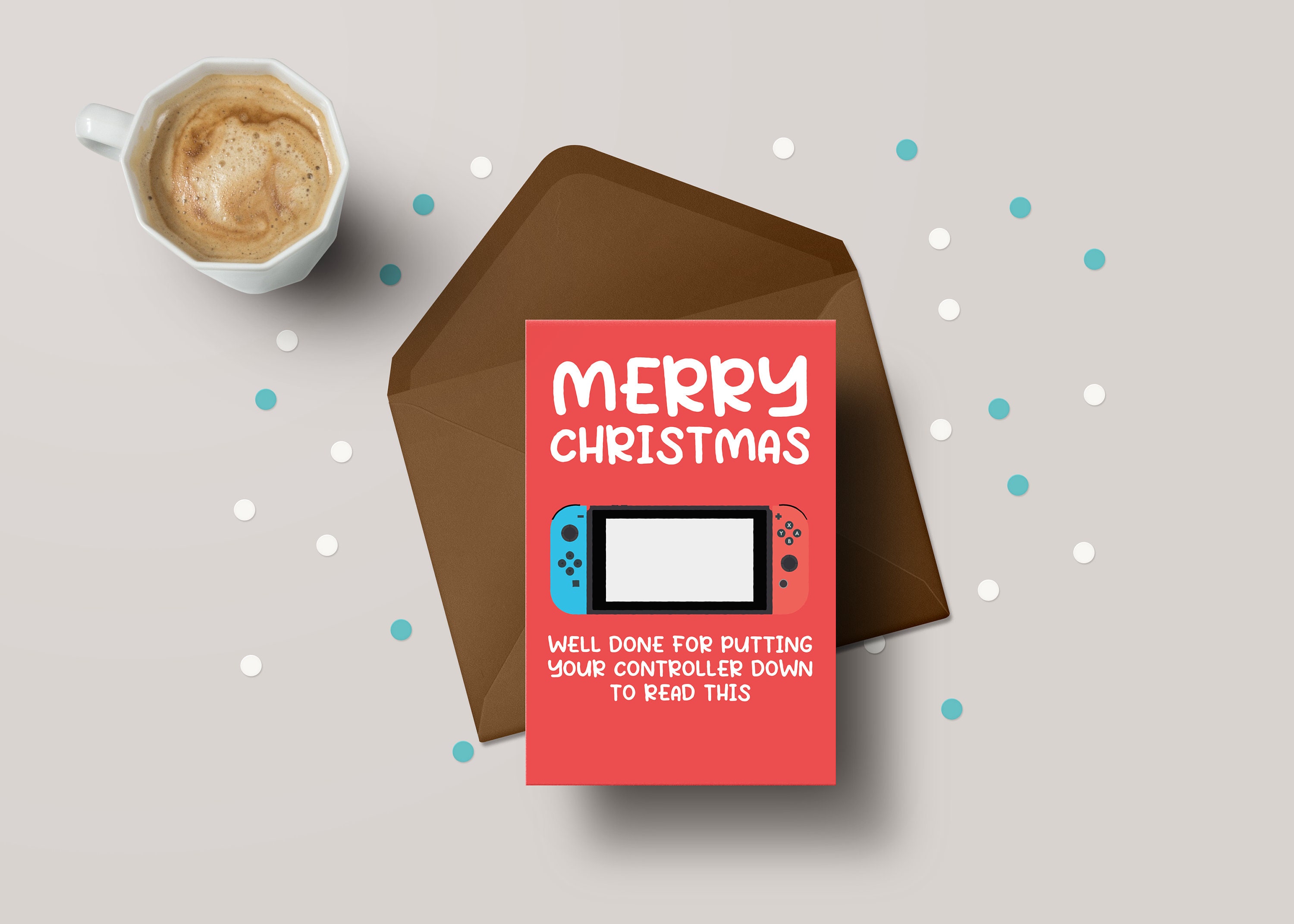Gamer Christmas Card - Controller Down Switch - Funny Card for Him/Her