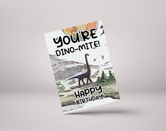 You're Dinomite Happy Birthday! - Funny Dinosaur Personalised Birthday Card