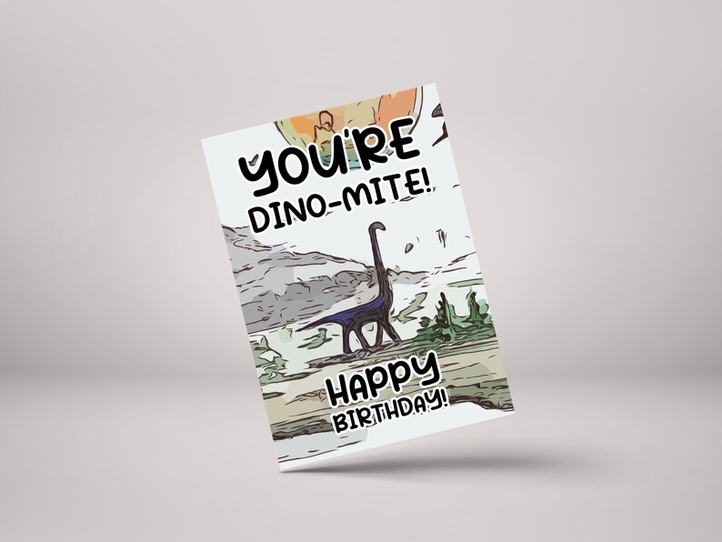 Funny Dinosaur Birthday Card - Personalised 'Dinomite' Card