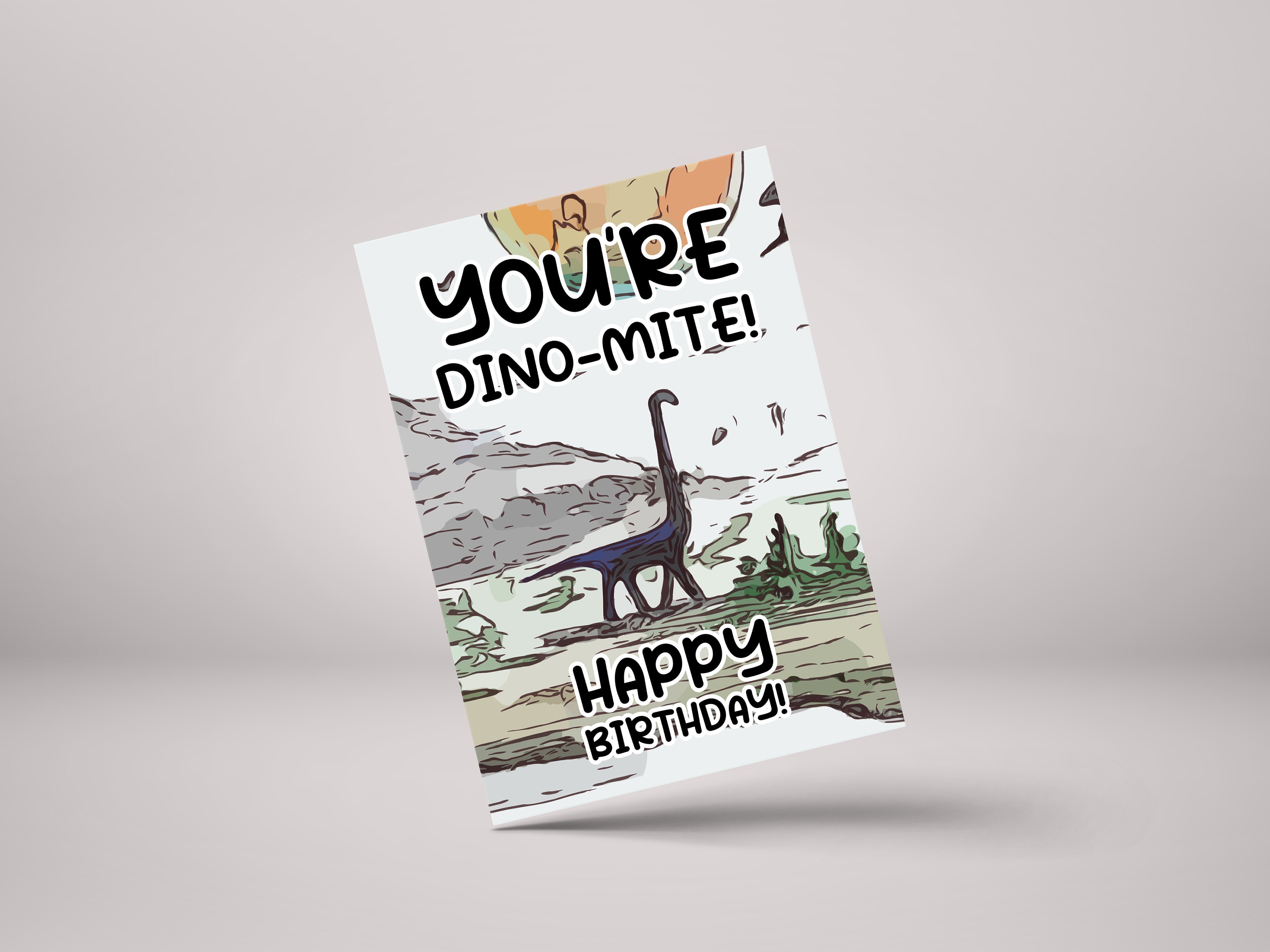 Funny Dinosaur Birthday Card - Personalised 'Dinomite' Card
