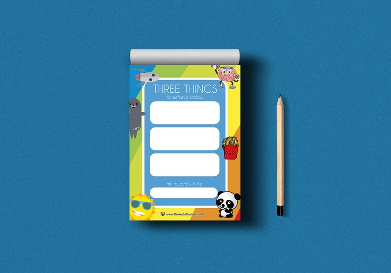 Three Things To Achieve Today Notepad | Daily Goal Setting A6 Pad