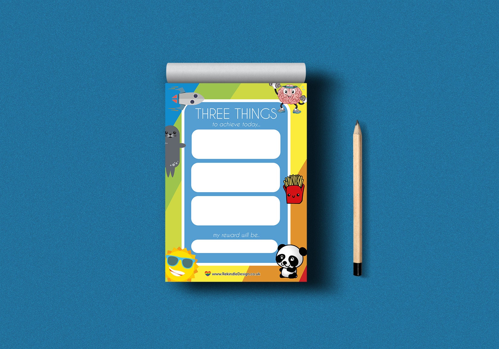 Three Things To Achieve Today Notepad | Daily Goal Setting A6 Pad