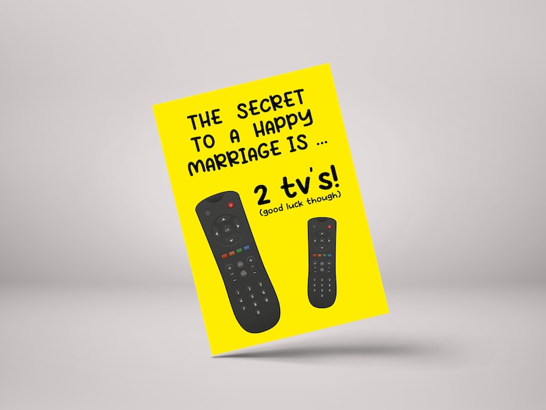 Wedding Card - Secret to Happy Marriage - Engagement Greeting Card Funny En