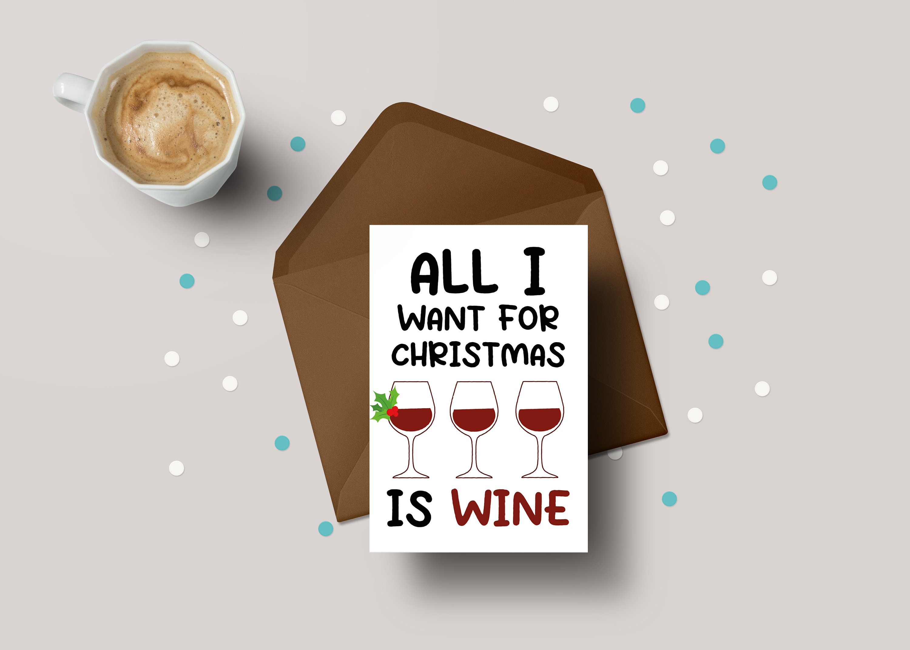 Christmas Wine Card - Funny Gift for Wine Lovers of Wine