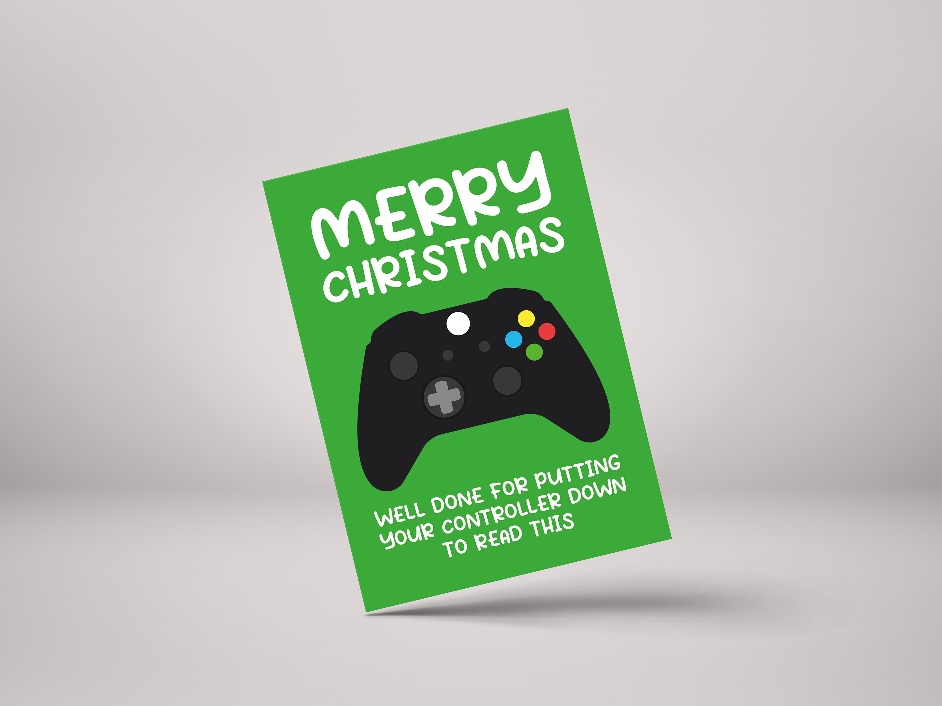 Gamer Christmas Card - Xbox Controller Design - Funny Xmas Greeting for Him