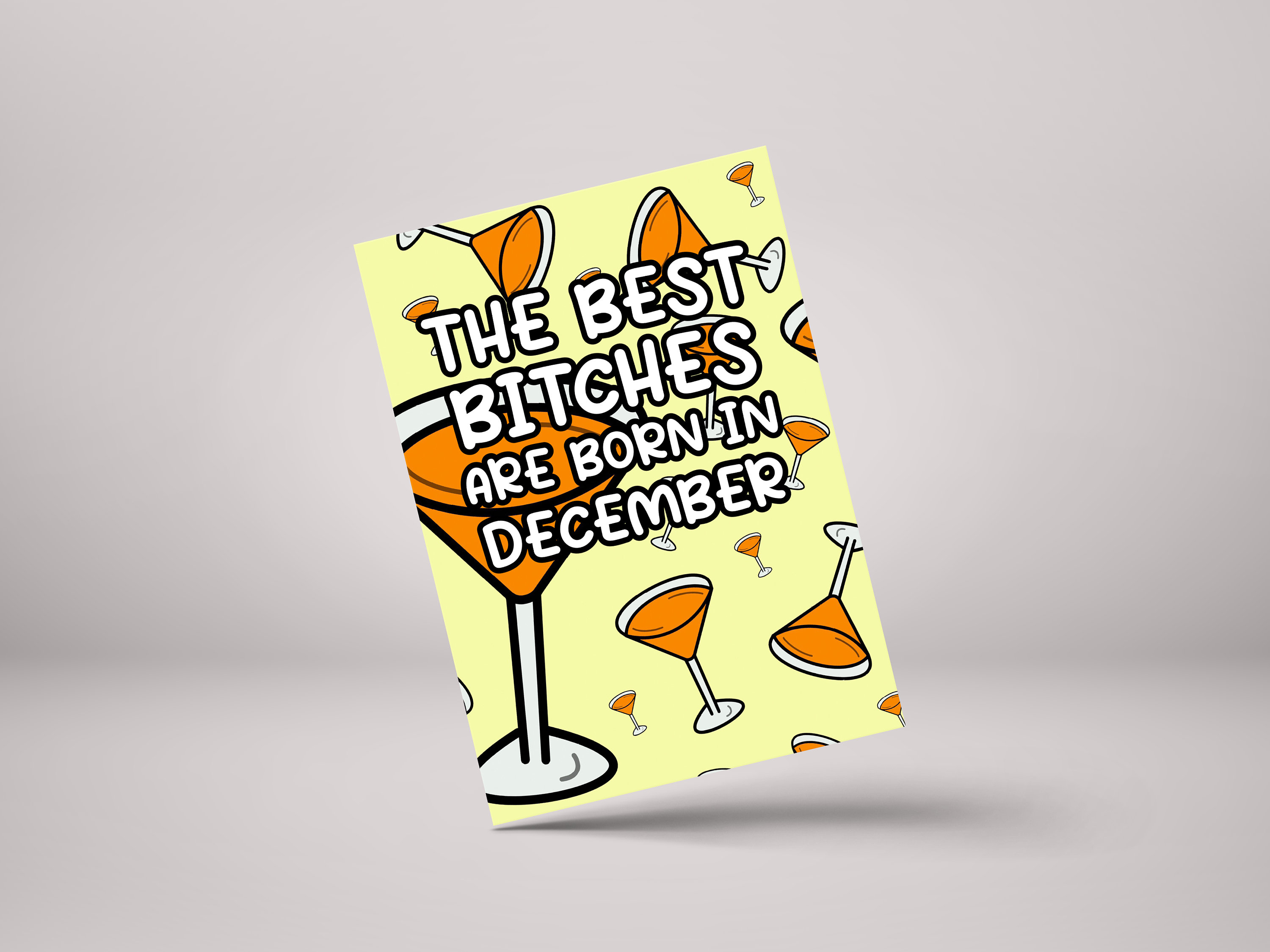 December Birthday Card - Funny Personalised Greeting Card for Bitches