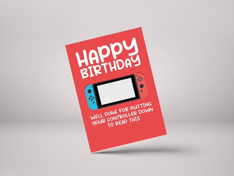 Gamer Birthday Card - Switch Controller Down - Funny Greeting Card