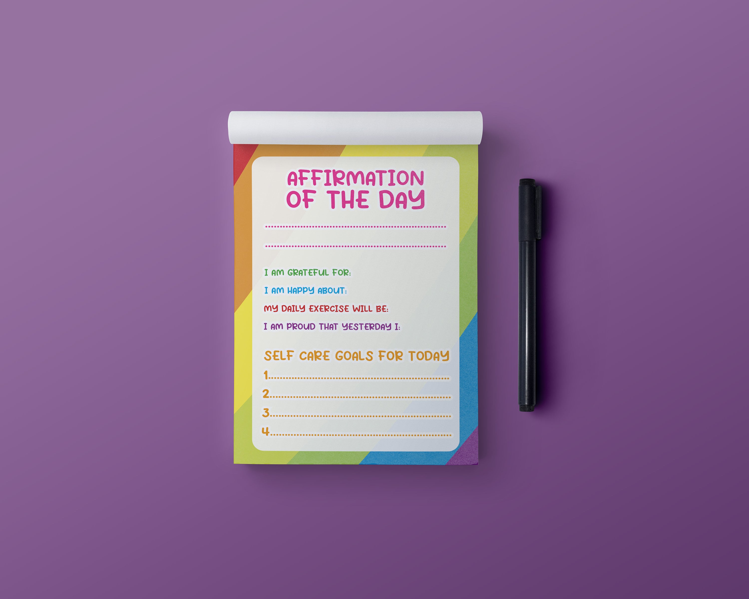 Daily Affirmation Notepad - Day Goals, Self-Care & Gratitude Gift