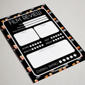 A5 Movie Film Review Notepad - 50 Pages (Film Journal, Reading Journal, Movie Tracker, Date Night)