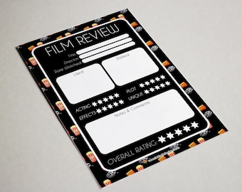 A5 Film Filmkritik Notizblock - 50 Seiten (Film Journal, Reading Journal, Movie Tracker, Date Night)