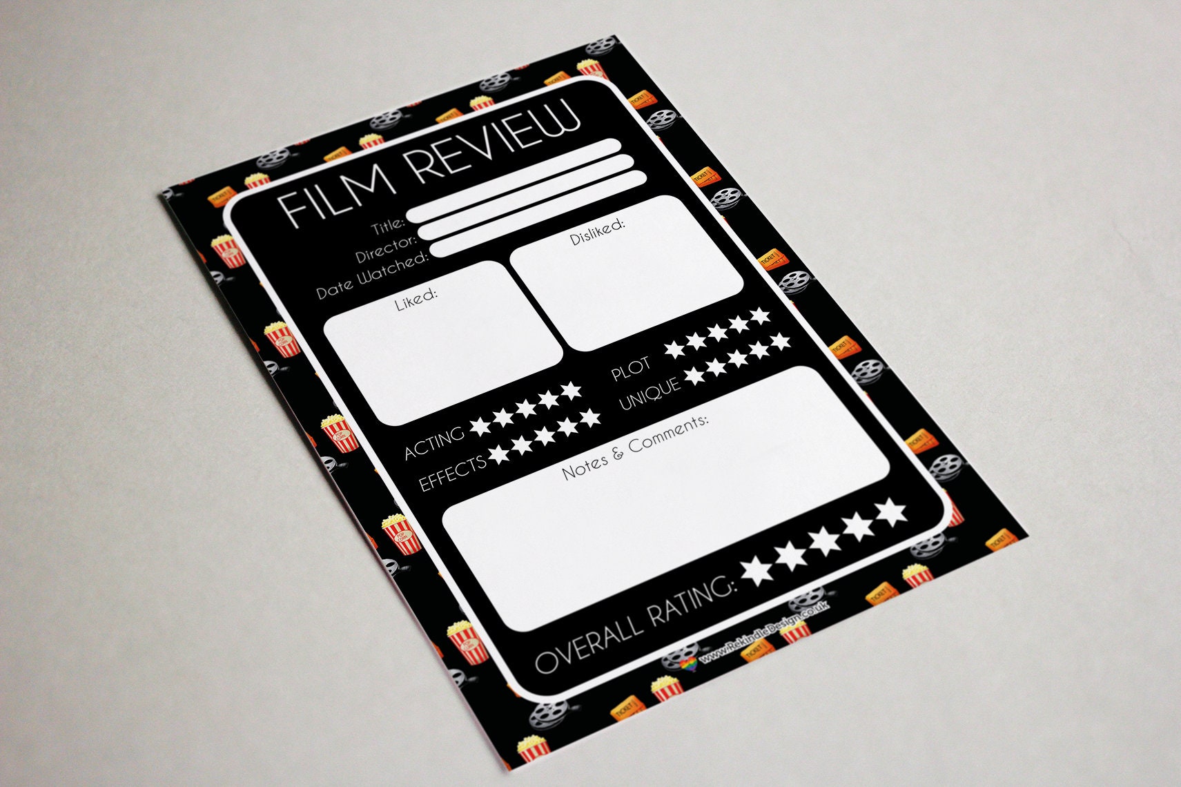 Movie Review Notepad A5 | Film Journal & Tracker Gift