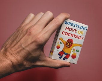Wrestling Move Or Cocktail? - 52 Cards with 104 Playful Options (Game for Adults/Family, Christmas Game and Holiday Games)