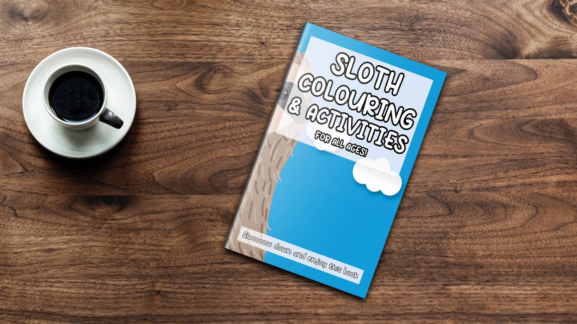 Sloth Activity Book, Adult & Kids Colouring, Brain Booster