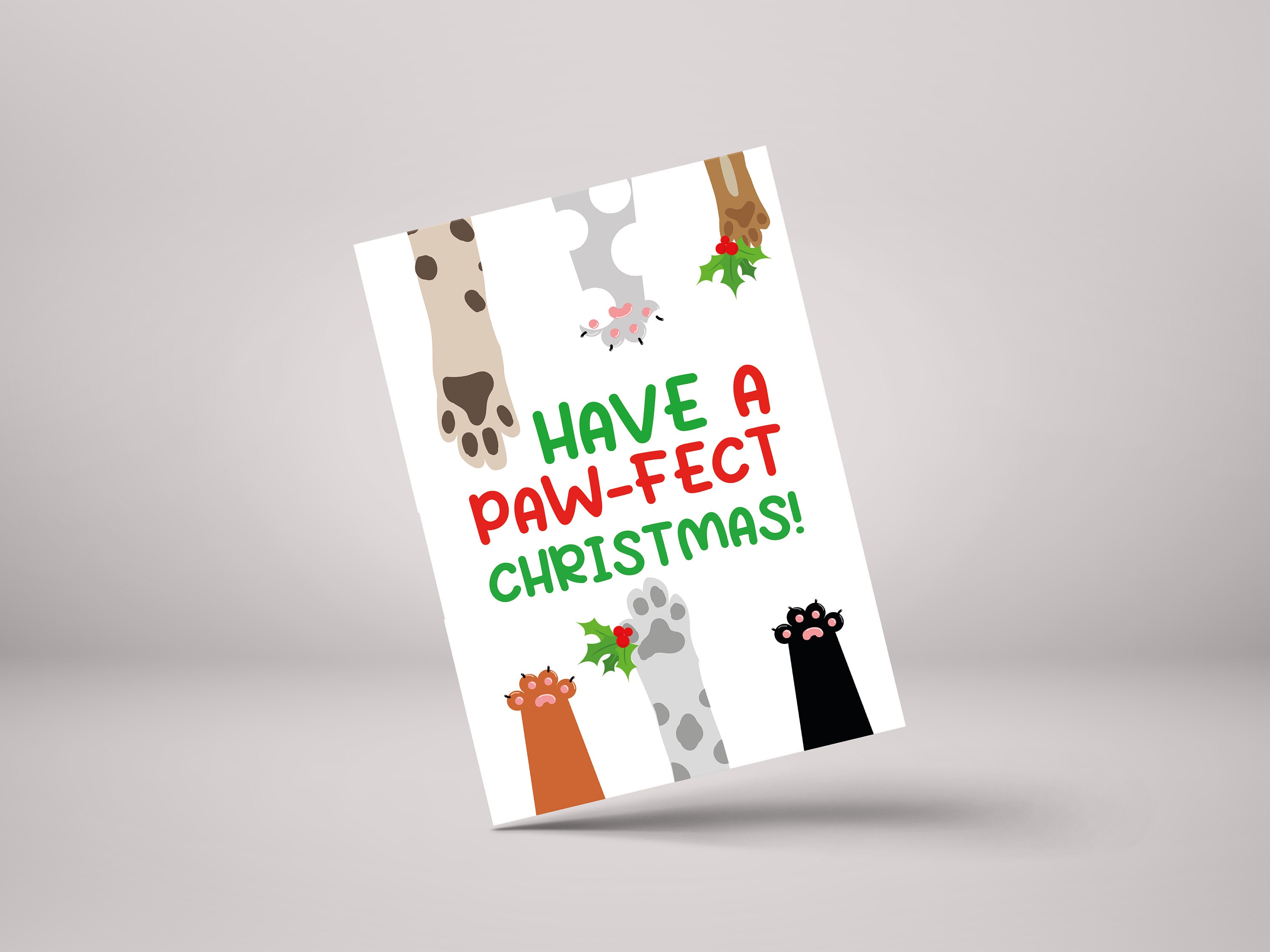 Christmas Card for Cat/Dog Lover - "Have a Pawfect Christmas"