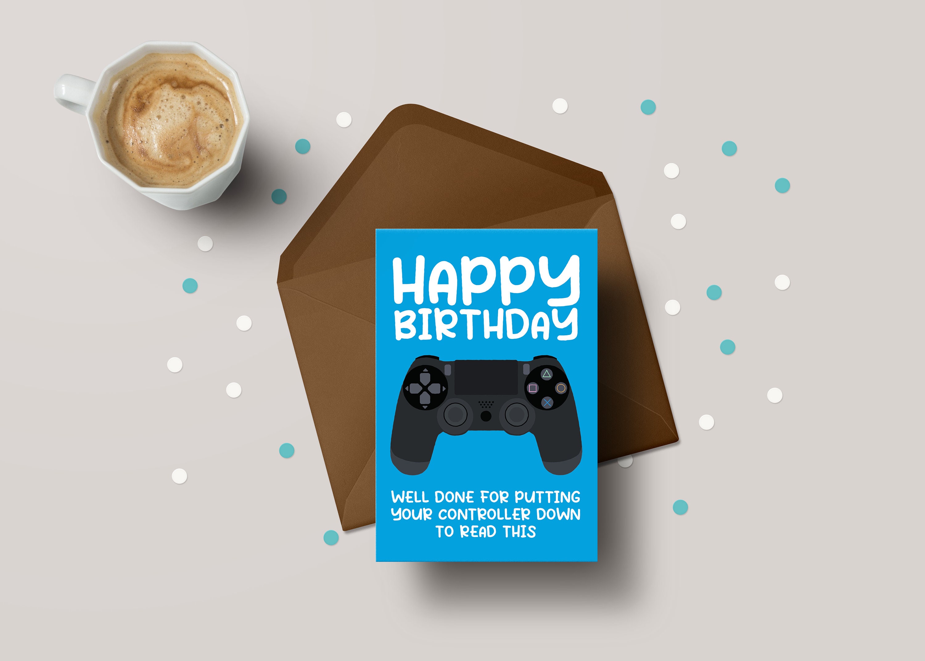 Gamer Birthday Card for Him Her | Funny Gaming Controller PS4 Card