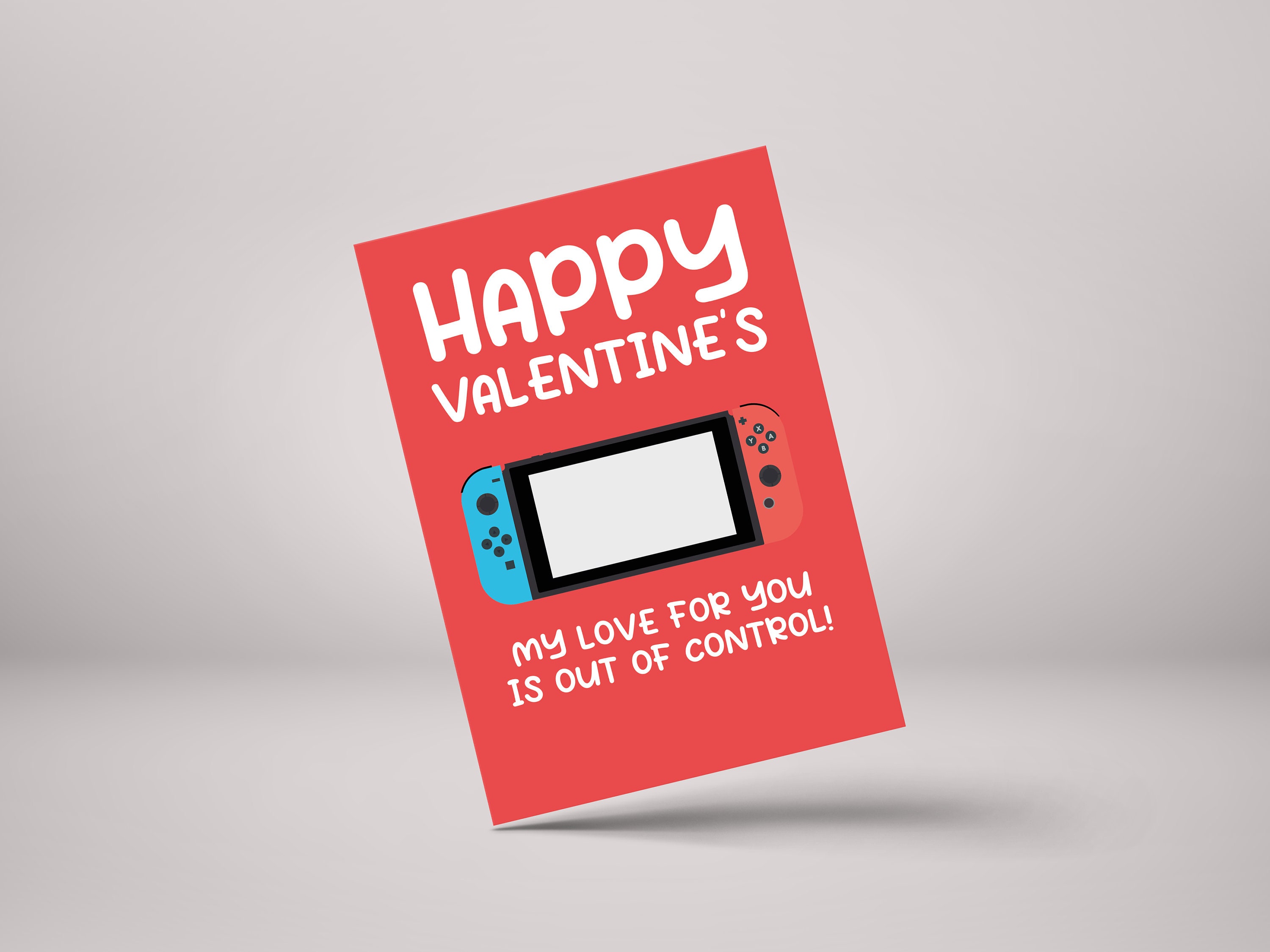Gamer Valentines Card - "My Love Is Out Of Control!" Funny Card