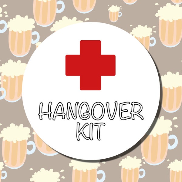 Hangover Kit Stickers, Emergency / Wedding Hangover Kit, Party Favour Labels, Party Favour Stickers - 37mm Stickers Labels (35 Per Sheet)!
