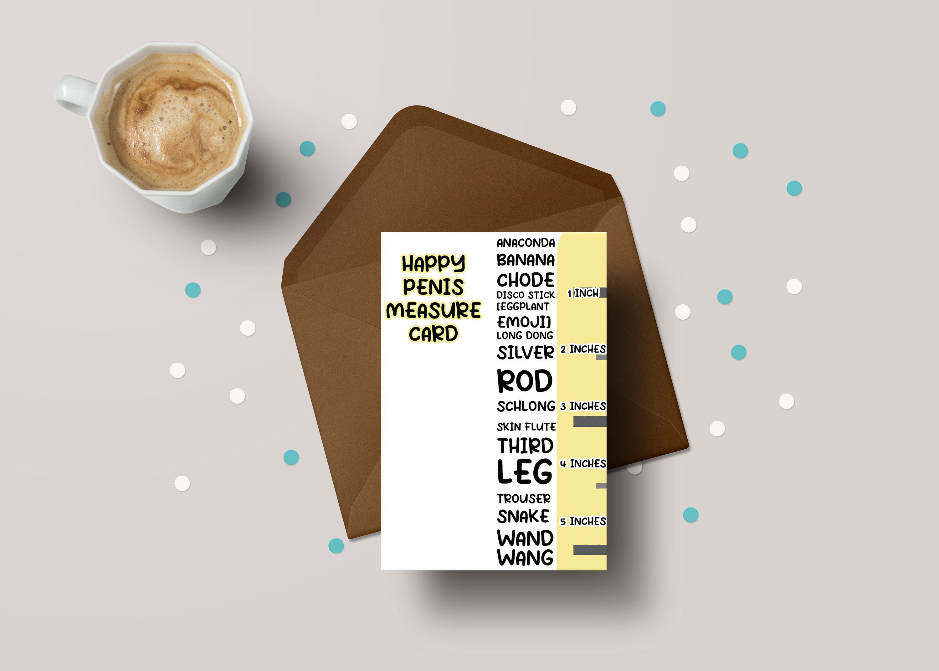 Penis Measuring Card - Naughty Valentine's Day Card for Him/Greeting