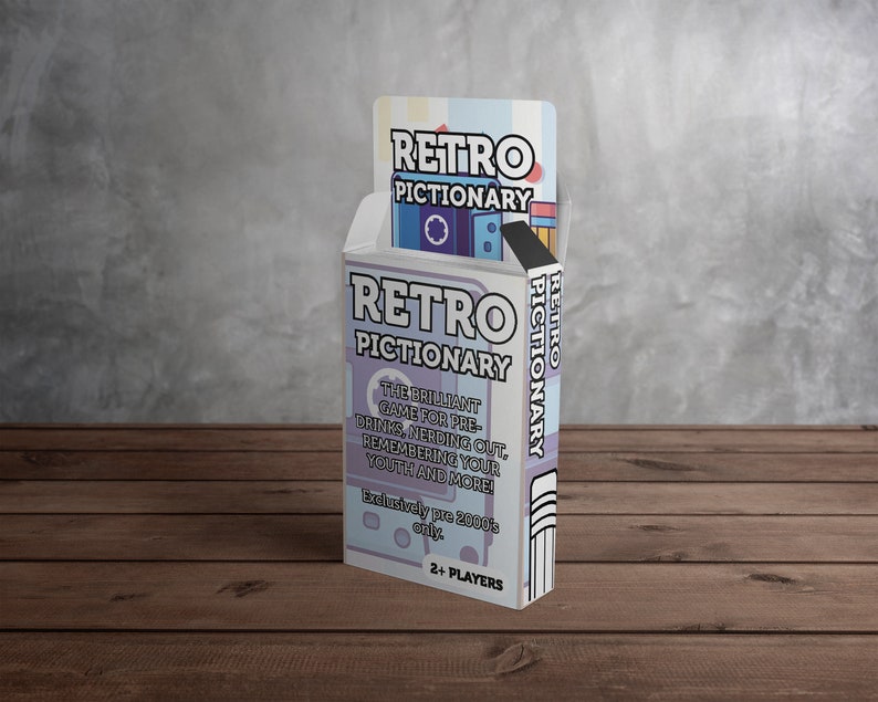 Retro Pictionary Card Game - 96 Prompts, Pre-2000s Edition