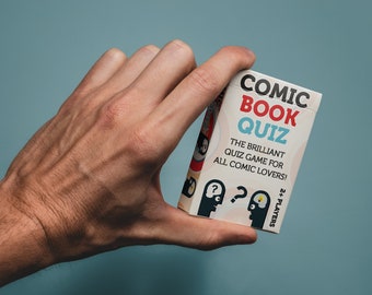 Comic Book Quiz Card Pack with 96 Questions + 4 blank to add your own! Stocking Filler / Birthday Present