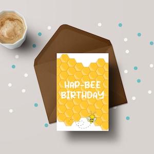 Hap-Bee Birthday! - Funny Bee Birthday Personalised Greeting Card