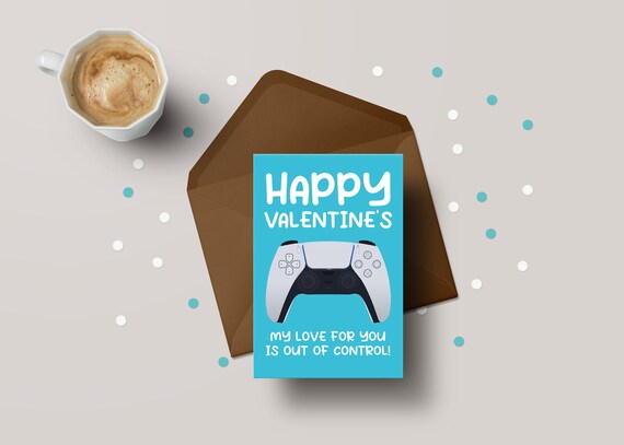 Happy Valentines Playstation 5 PS5 My Love for You is Out of Control Funny  Gamer Valentines Greeting Card GC48 