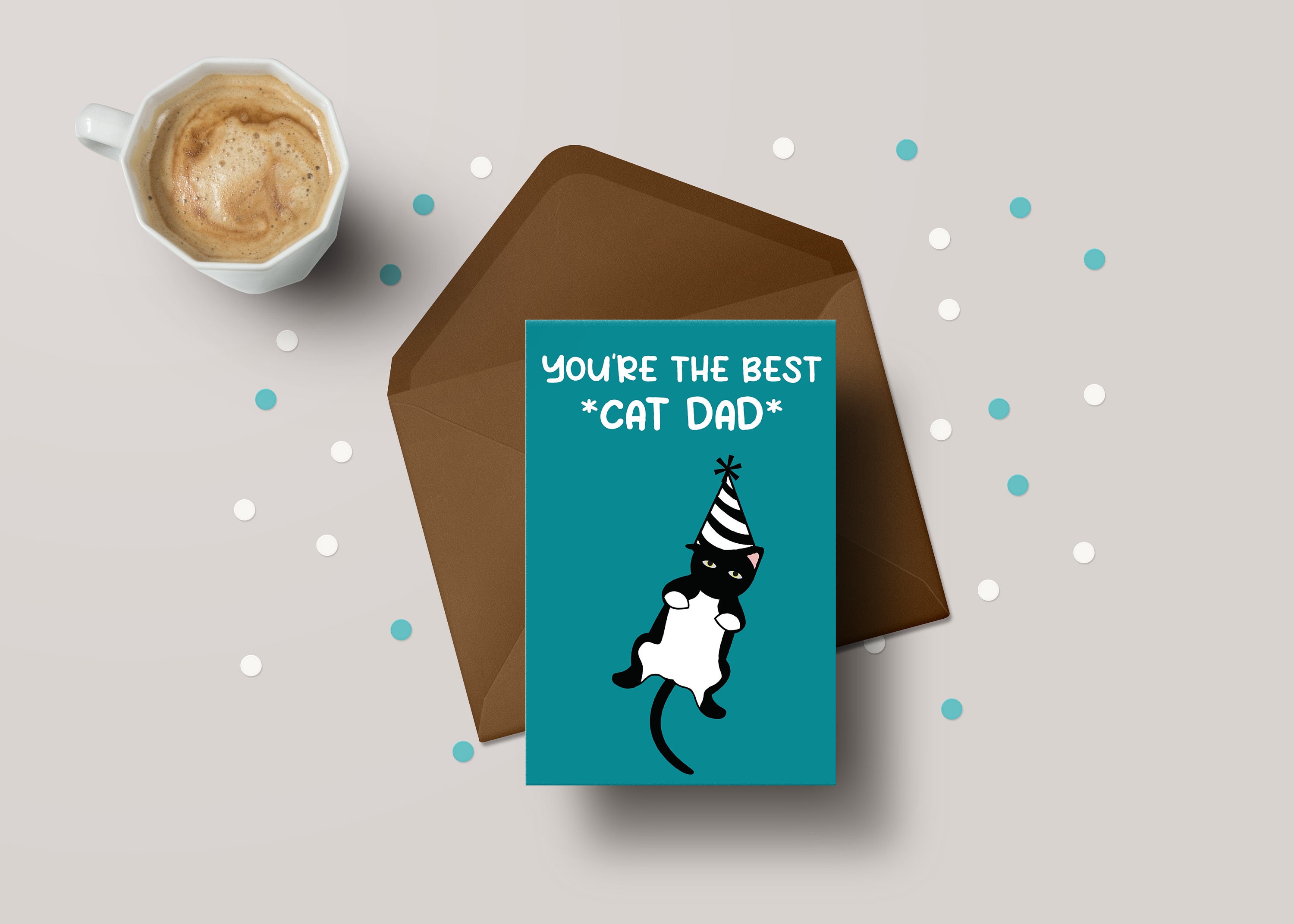 Cat Dad Birthday Card - Funny Greeting for Cat Lovers
