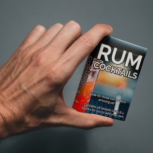 Tarjetas con recetas de cócteles con ron: paquete de tarjetas para preparar cócteles con 52 opciones: citas nocturnas o fiestas