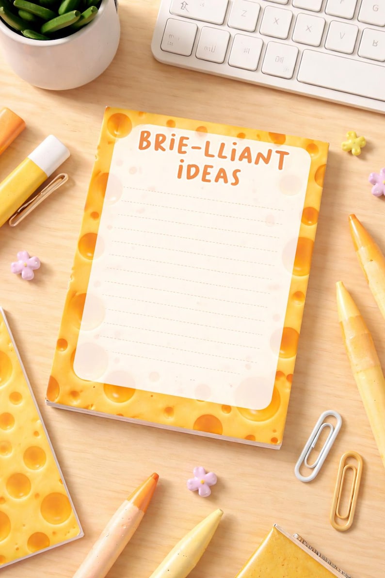 Cheese Pun Notepad, Funny Foodie Gift, A5 Lined Notes