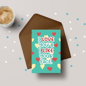 Je t’aime et j’aime ton visage – Drôle de carte de vœux partenaire de Saint-Valentin – GC65