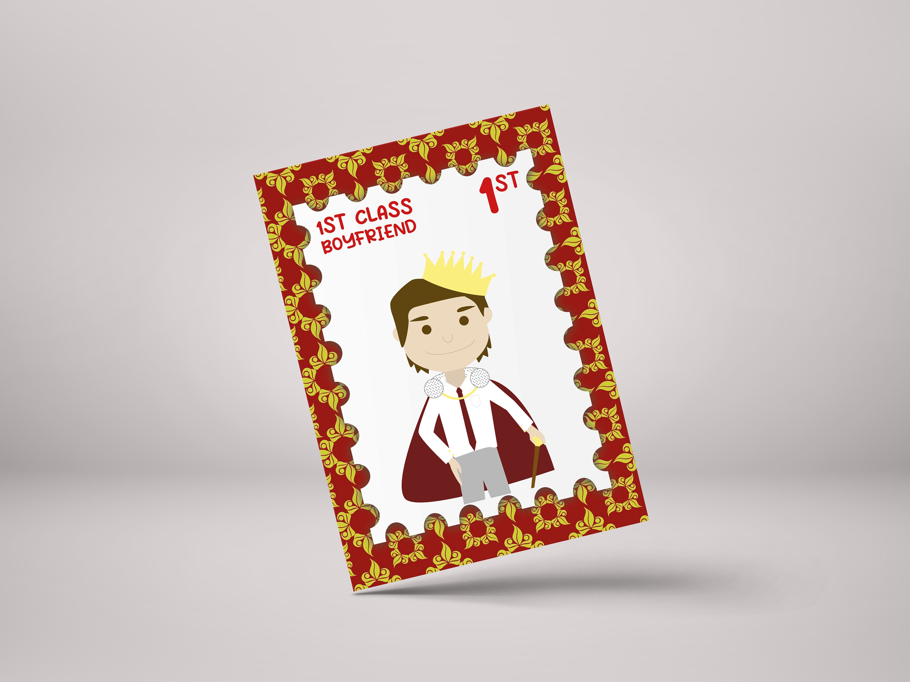 Funny Valentine Card for Boyfriend - 1st Class Partner Greeting
