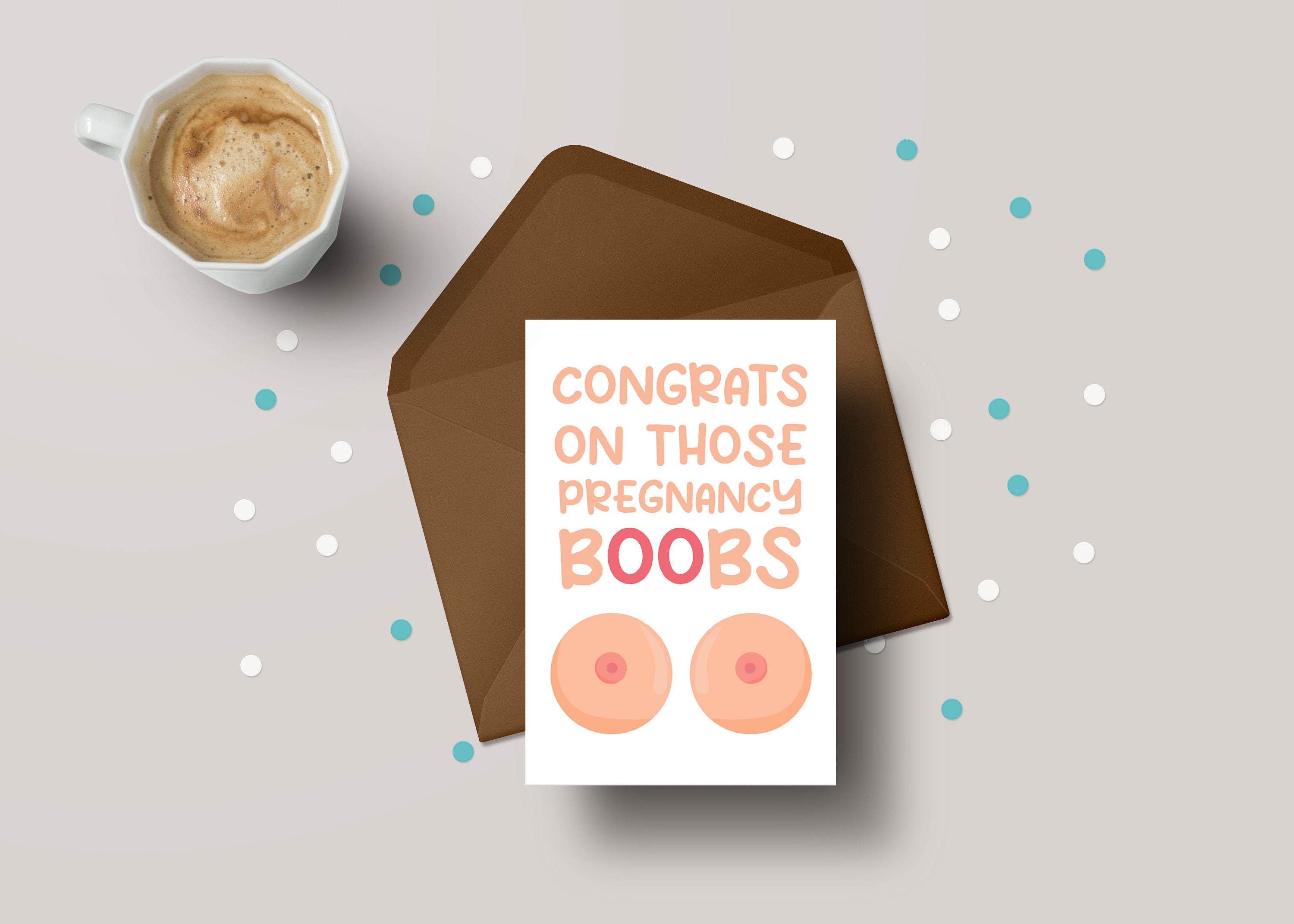 Pregnancy Boobs Card - Funny Baby Shower Card for Her