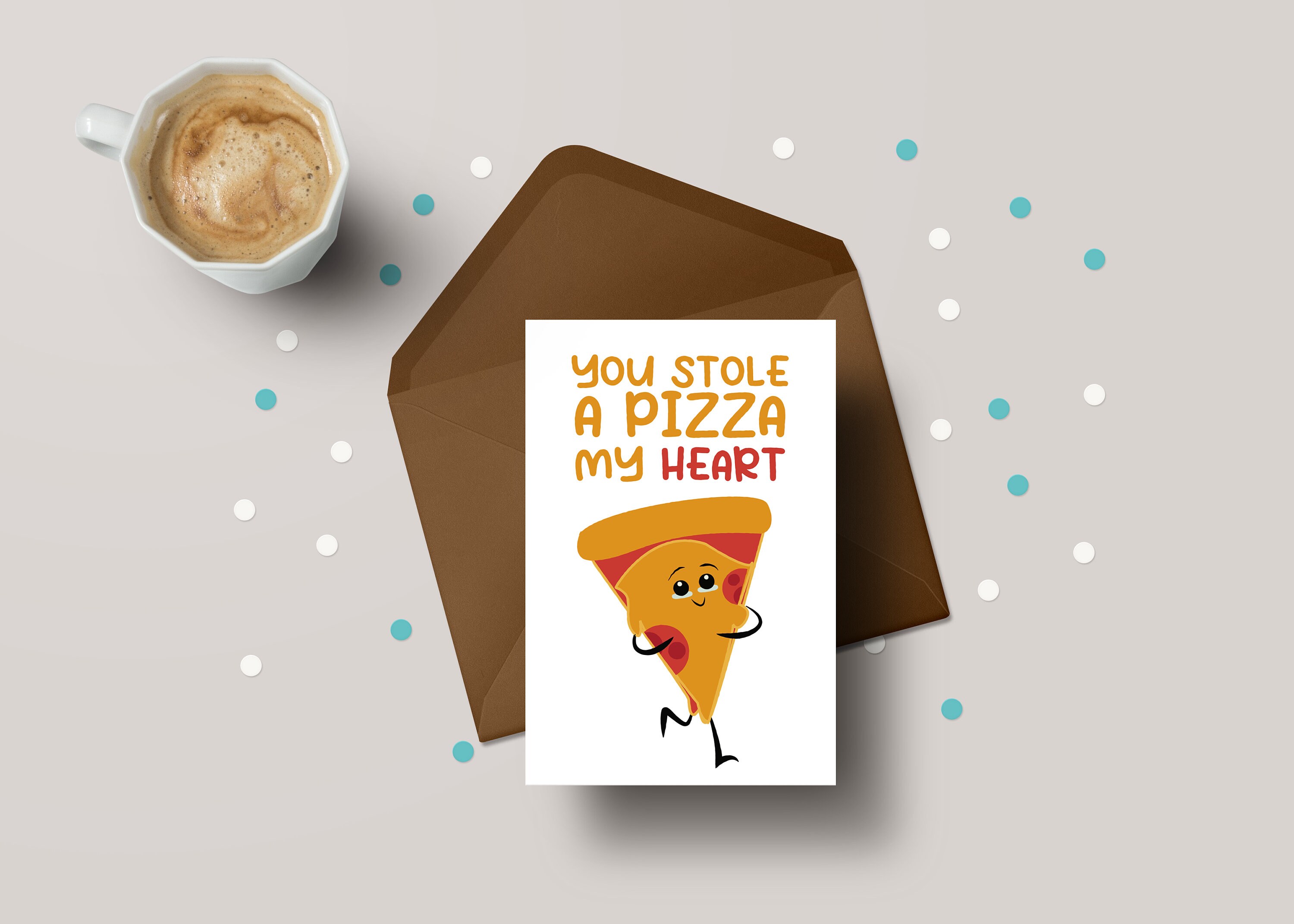 Pizza My Heart Valentine Card - Funny Anniversary Card for Partner/Love/Ann
