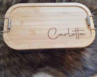 personalisierte Brotdose Lunchbox Bambus