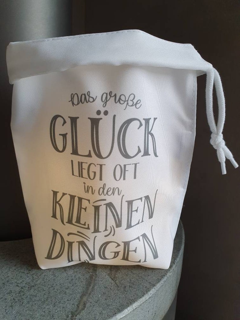 Lichtbeutel mit Spruch Das große Glück liegt oft in den kleinen Dingen