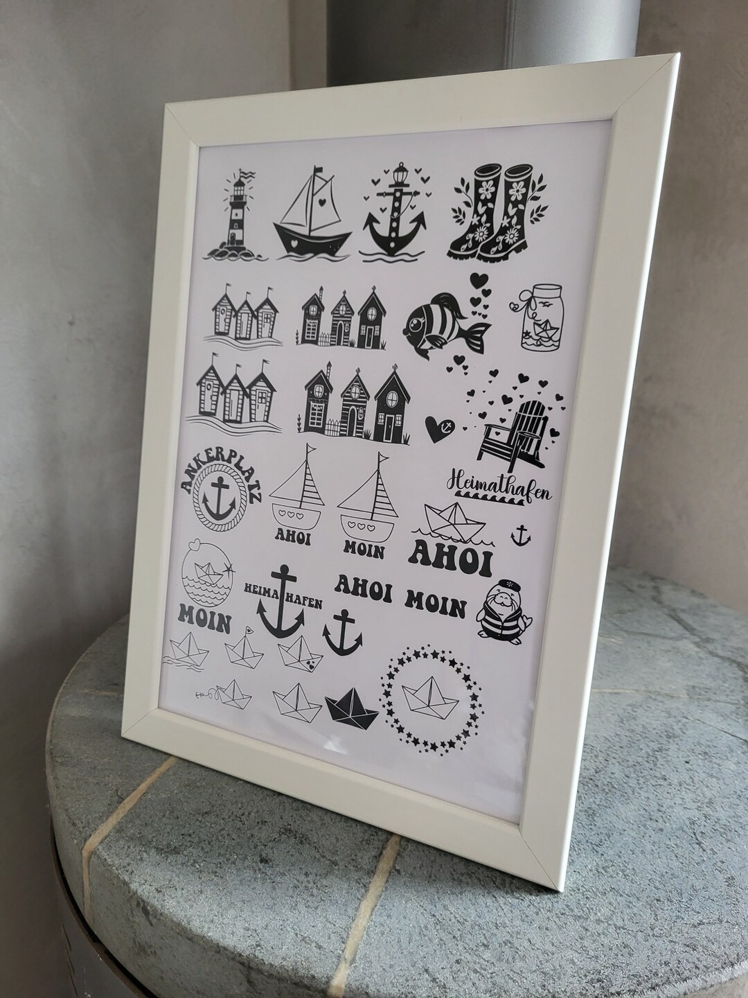 Rub On Transfer Aufkleber 6 Blatt Maritim - Meer Sprüche Für Glas, Holz, Keramik DIY