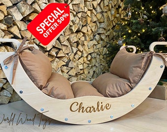 OFFRE SPÉCIALE !!! Arche d'escalade Montessori avec oreiller, arche d'escalade en bois pour tout-petit avec rampe et coussin Kletterbogen Kletterset Kissen