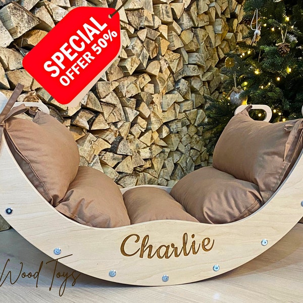 OFFRE SPÉCIALE !!! Arche d'escalade Montessori avec oreiller, arche d'escalade en bois pour tout-petit avec rampe et coussin Kletterbogen Kletterset Kissen