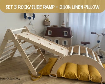 MEILLEURE OFFRE ! Triangle d'escalade avec rampe, arche d'escalade avec oreiller, grimpeur Montessori, kit d'escalade, Kletterdreieck, Kletterbogen mit kissen