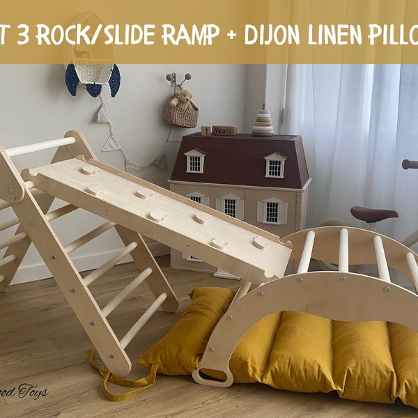 MEILLEURE OFFRE ! Triangle d'escalade avec rampe, arche d'escalade avec oreiller, grimpeur Montessori, kit d'escalade, Kletterdreieck, Kletterbogen mit kissen