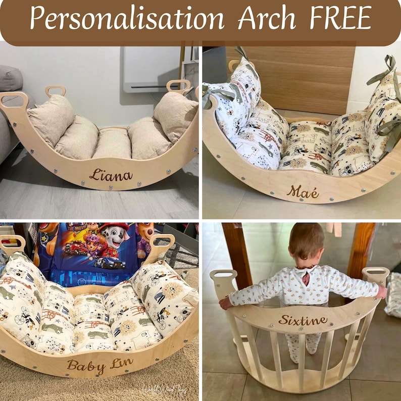 BEST OFFER Montessori rocker, Montessori Climbing Arch with Ramp and Pillow, Climbing Set Baby gym, Kletterdreieck, Kletterbogen mit kissen image 8