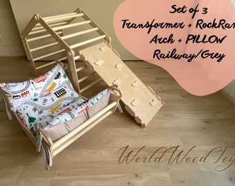 Triangle d'escalade pliable Montessori, arche d'escalade avec oreiller, Kletterdieck, ensemble d'alpinistes Montessori 4 en 1 avec arche d'escalade