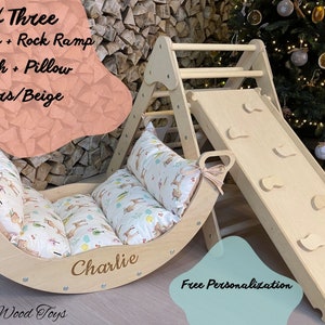 BEST OFFER Montessori rocker, Montessori Climbing Arch with Ramp and Pillow, Climbing Set Baby gym, Kletterdreieck, Kletterbogen mit kissen image 5