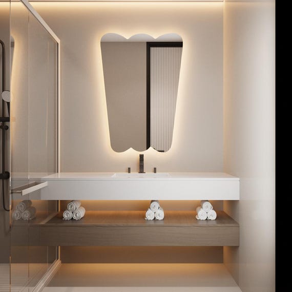 LED Bathroom Mirror, Modern Lighted Vanity Wall Mirror, Decorative Home Interior Decor