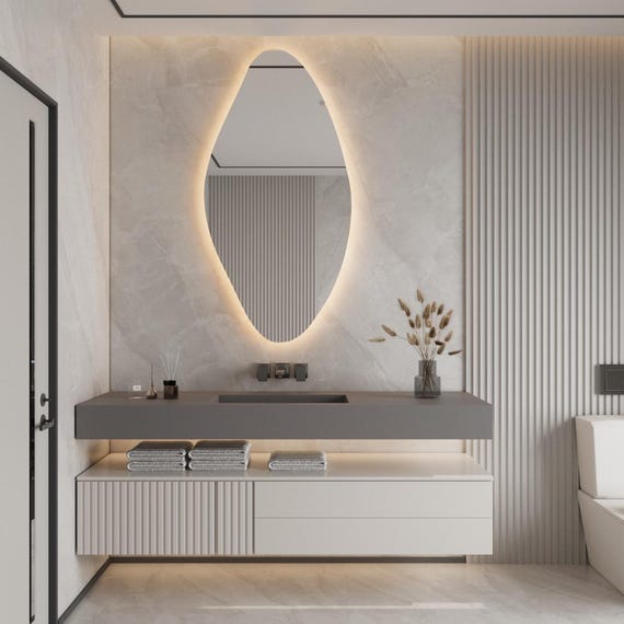 Galaxis LED Mirror, Asymmetrical Bathroom Washbasin Mirror, Full Length Touch Switch Decorative Mirror, Modern Home Accent