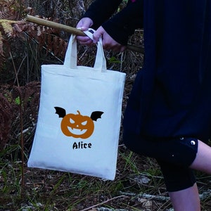 Sac à Bonbons Halloween Personnalisé pour Enfants – Mini Tote Bag en Coton