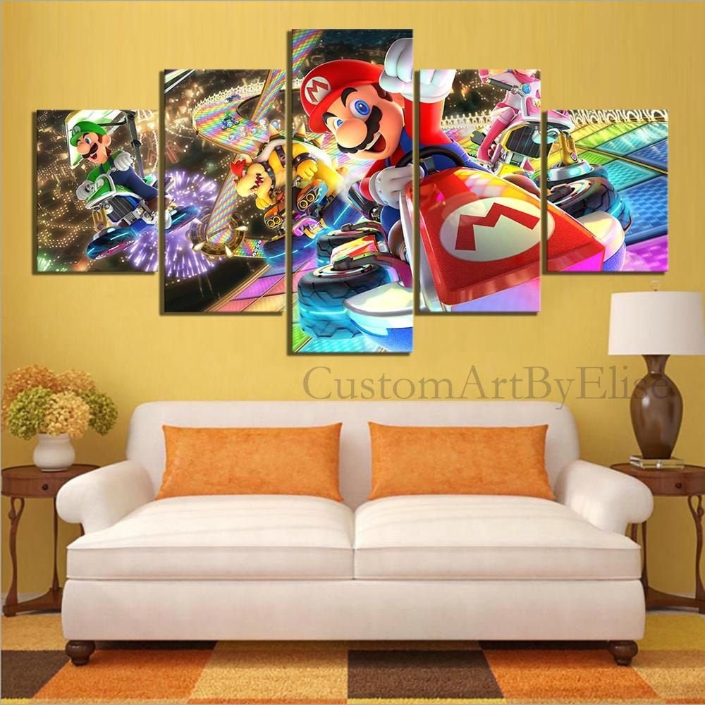 Super Mario Kart Car Video Games Gaming Canvas Wall Art Framed Etsy