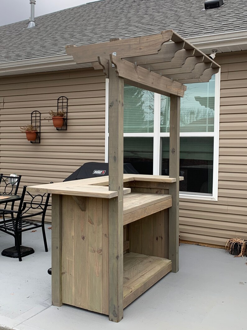 Rustic Patio/deck Bar With Pergola Canopy | Etsy